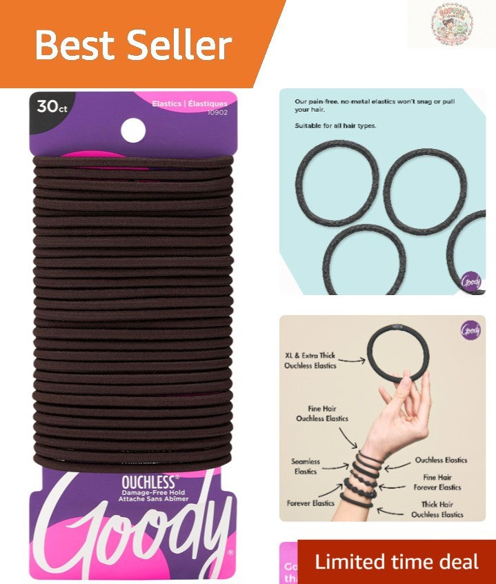 Braided Ouchless Hair Ties: 30 Count Long-Lasting Hold for Curly &