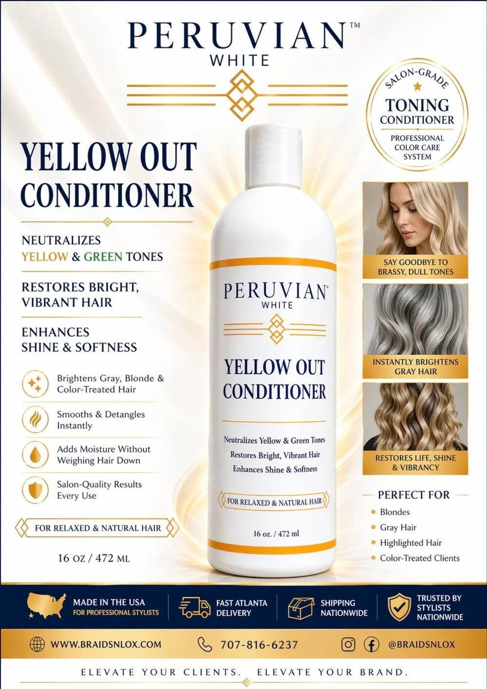 Yellow Out Conditioner for Gray and Blonde Hair - Brightening & Toning 16oz