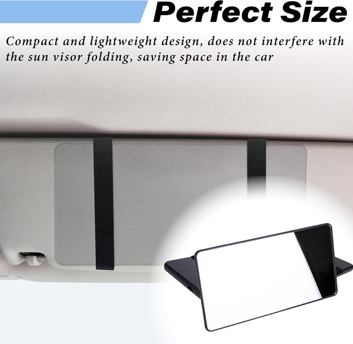 Car Sun Visor Mirror with Strap - HD Cosmetic Makeup Mirror for Vehicles