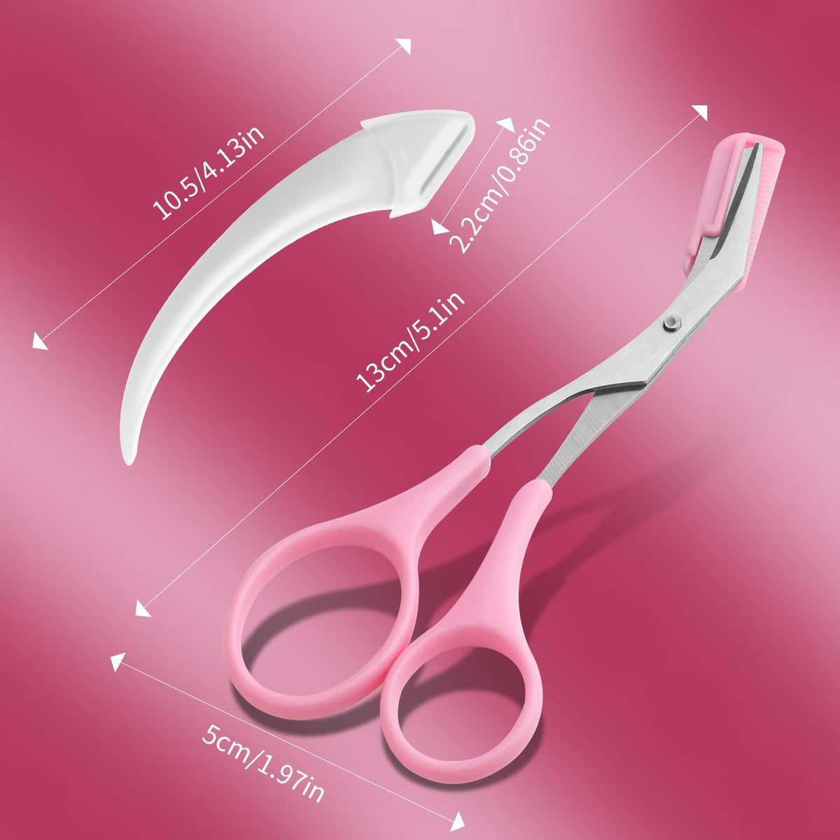 Eyebrow Scissors with Comb and Razor – Professional Stainless Steel 3-Pack (Black, Pink, Blue)