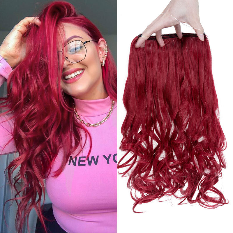 Invisible Wire Hair Extensions - Natural Synthetic Length & Body Wavy or Straight