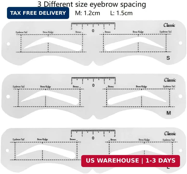 Reusable Eyebrow Stencil Kit with 3 Sizes & 6 Styles - Soft & Easy to Use