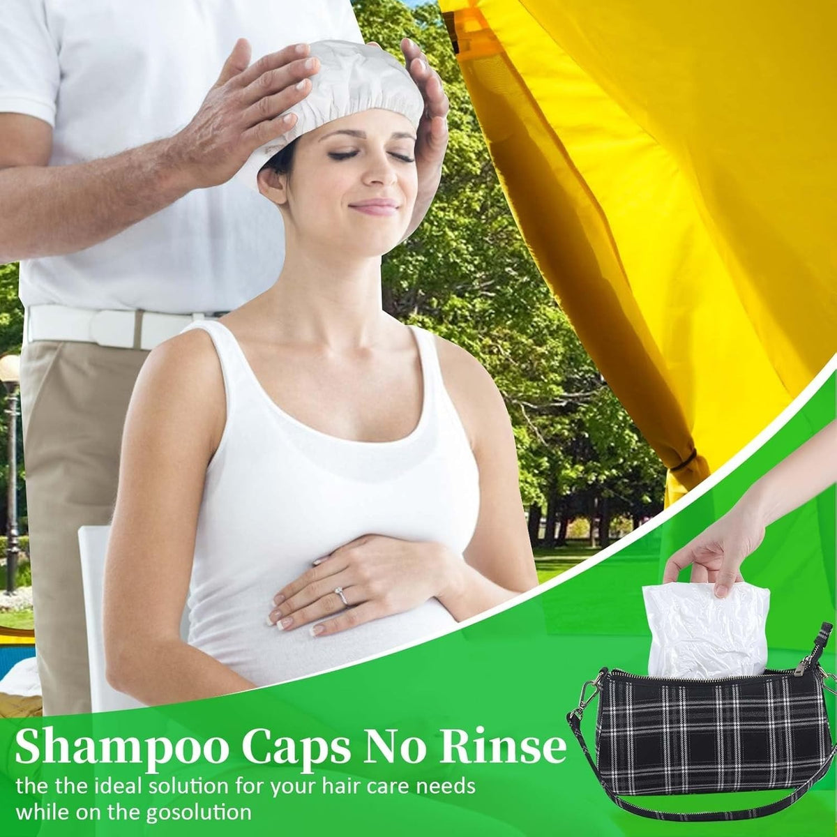 Waterless Shampoo Caps No Rinse Hair Washing Shower Caps - 12 Pack for Elderly & Caregivers