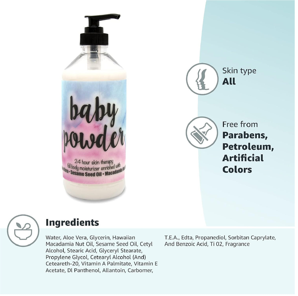 24 Hour Skin Therapy Lotion - Baby Powder, 16 oz