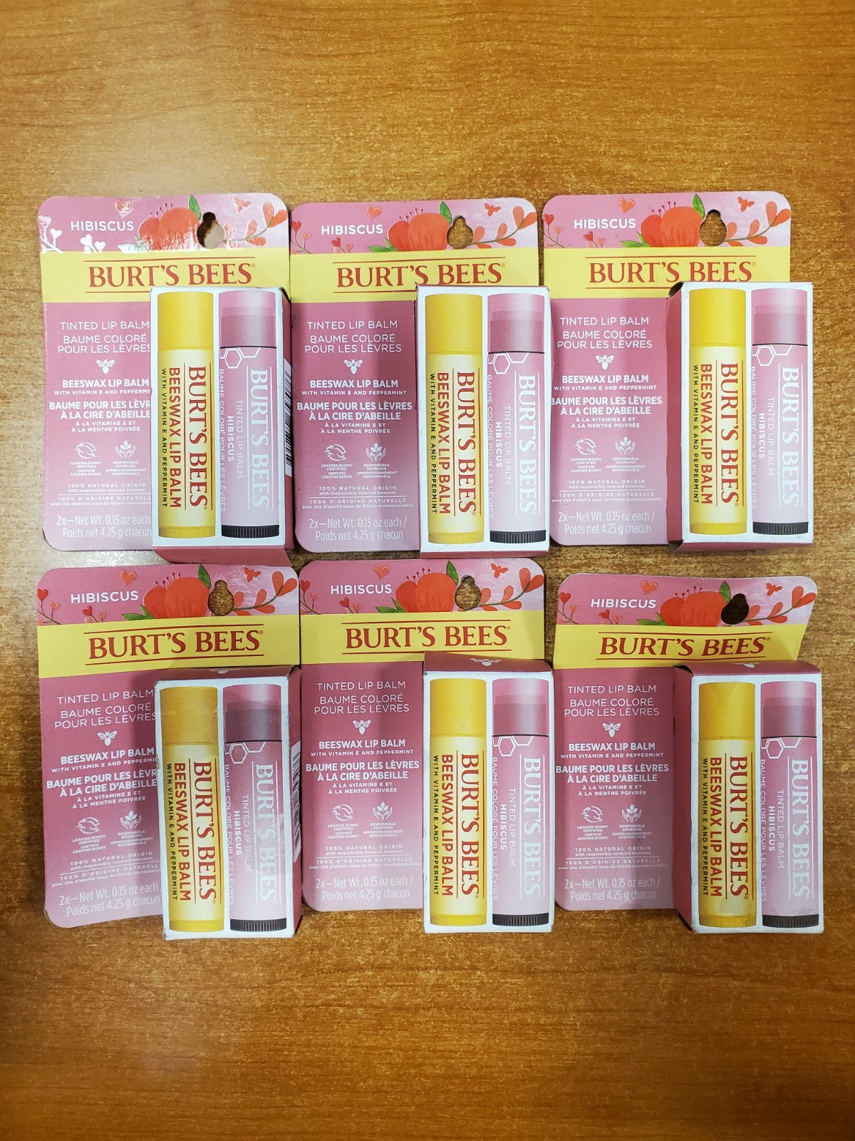 Set of 6 Lip Balm Gift Sets - Tinted Hibiscus & Beeswax Moisturizers