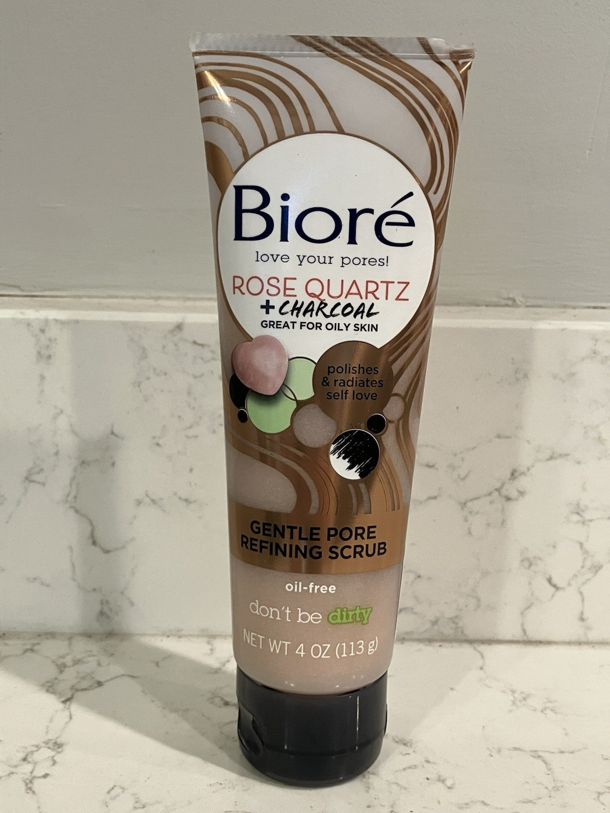 Biore Rose Quartz + Charcoal Gentle Pore Refining Scrub 4 fl oz / 113g