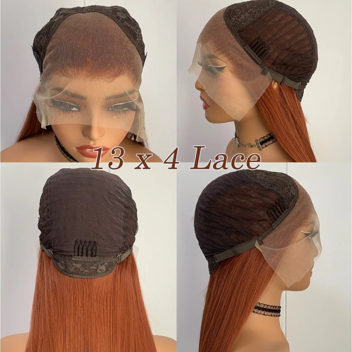 Long Wavy Copper Red 13x4 Lace Front Wigs Synthetic Heat-Resistant Hair