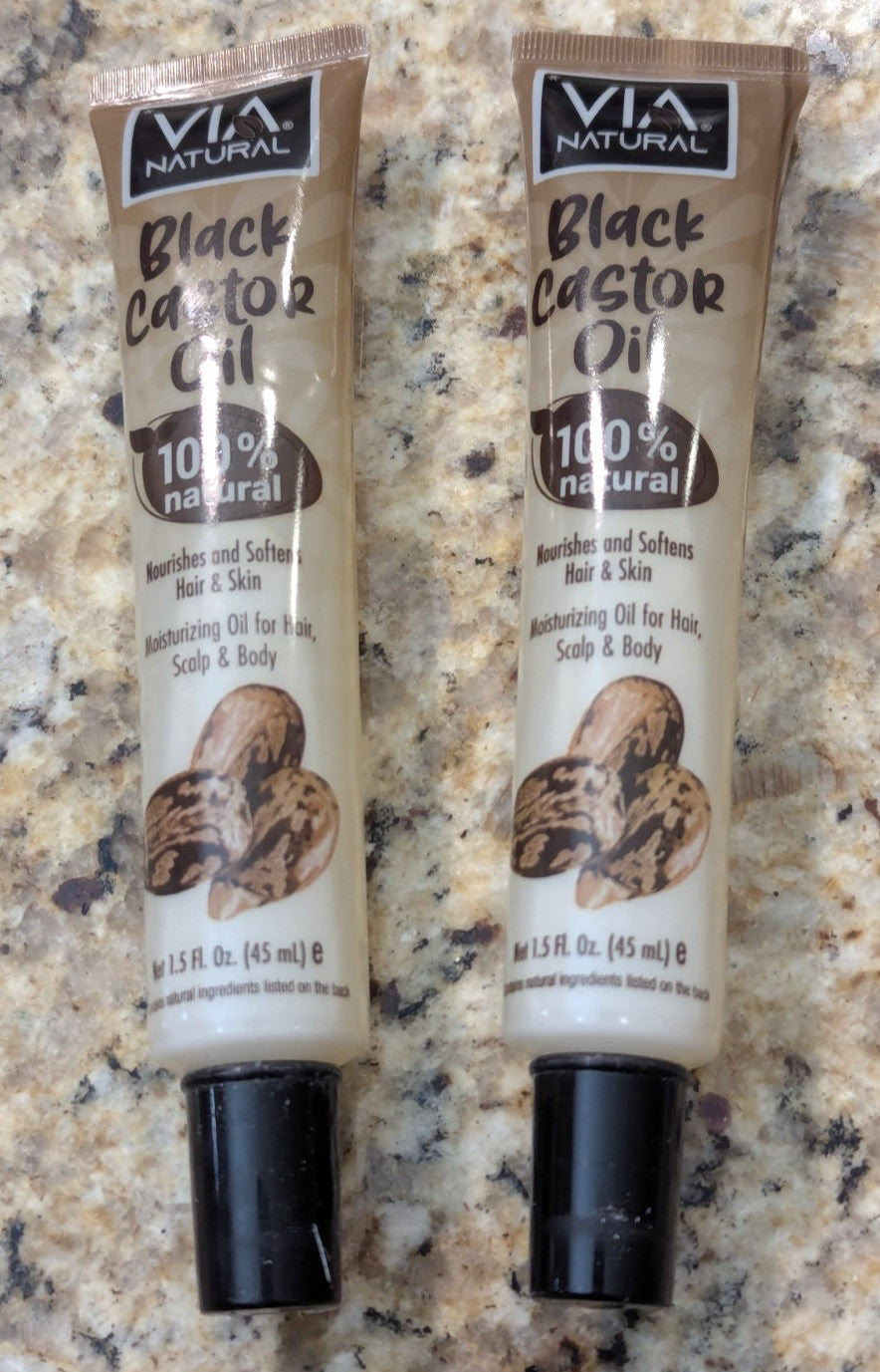 Black Castor Oil for Hair & Skin - 100% Natural 1.5 fl oz, Pack of 2
