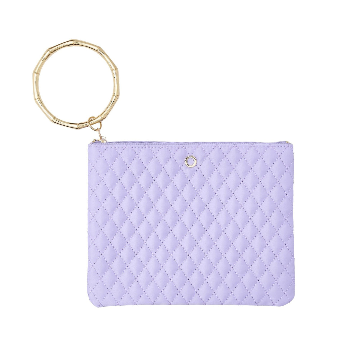 Lavender Bracelet Pouch Clutch Bag with Bamboo Bangle - Women's Wristlet