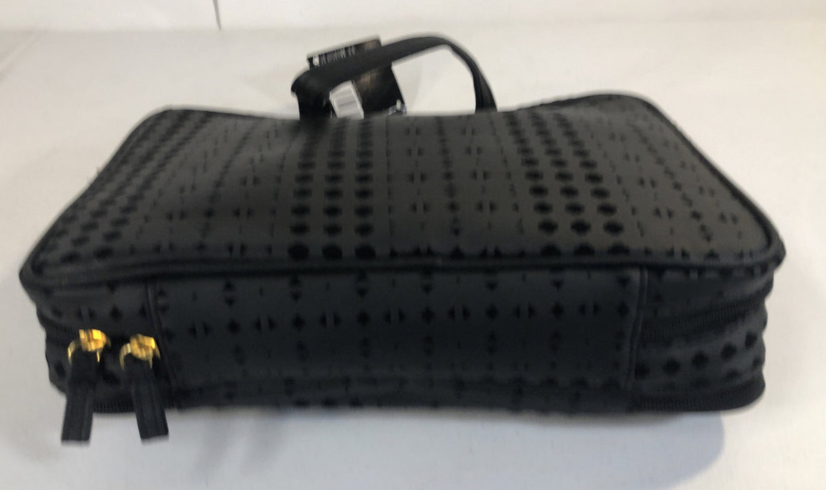 Travel Fitted Weekender Bag with 5 Bottles & Shower Poof - Black