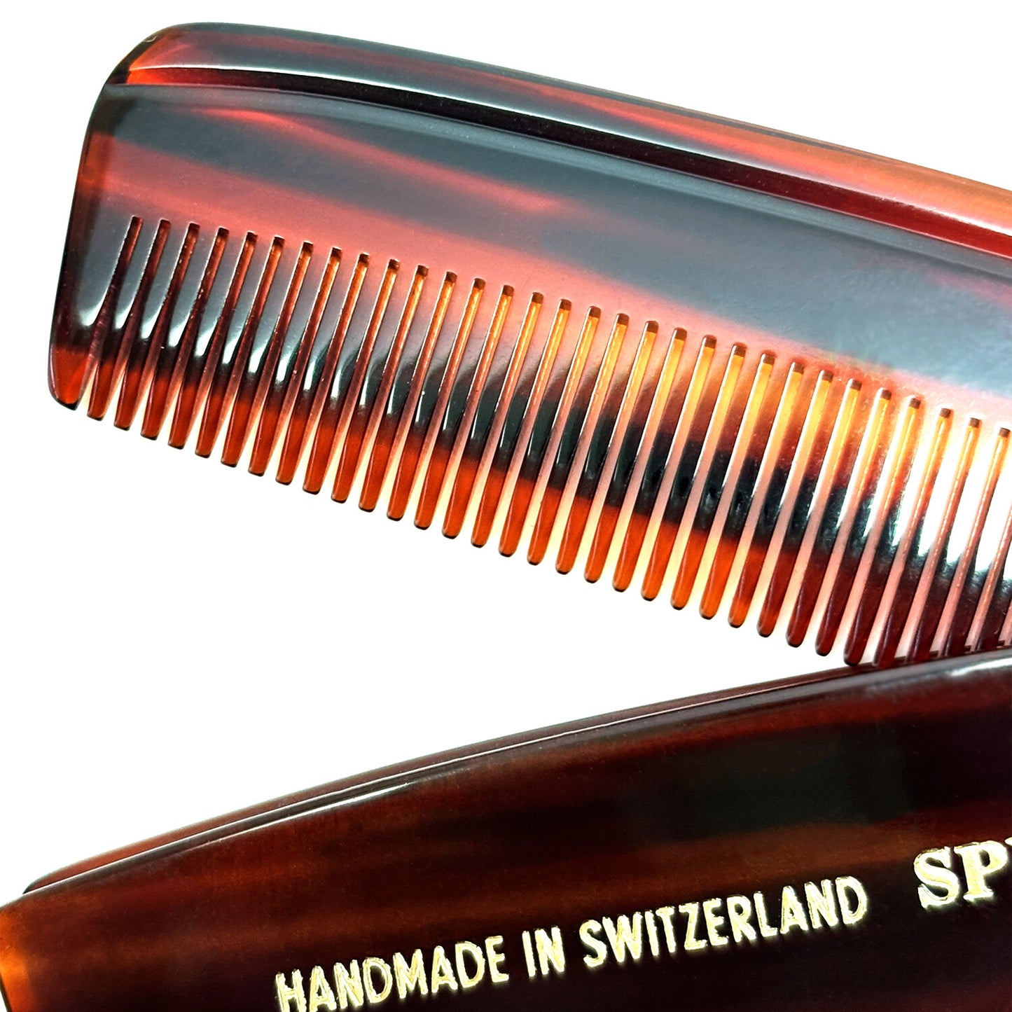 Handmade Swiss Tortoise Shell Folding Comb - 4.125 Inches, Havana Brown