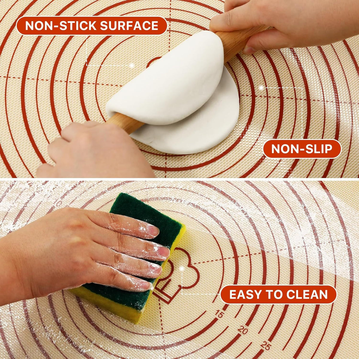 Extra Thick Silicone Baking Mat for Pastry Bread Dough 26x16 Inches