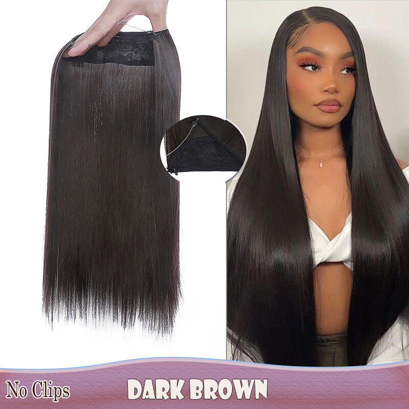 Invisible Wire Clip-In Hair Extensions with Clips & Replacement Wires - Natural & Wavy, 20/24 Inch