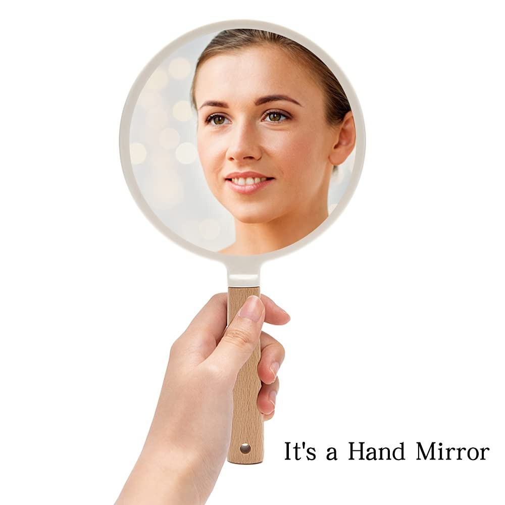 Small Wooden Handheld Mirror for Makeup - Cute Compact Cosmetic Tool