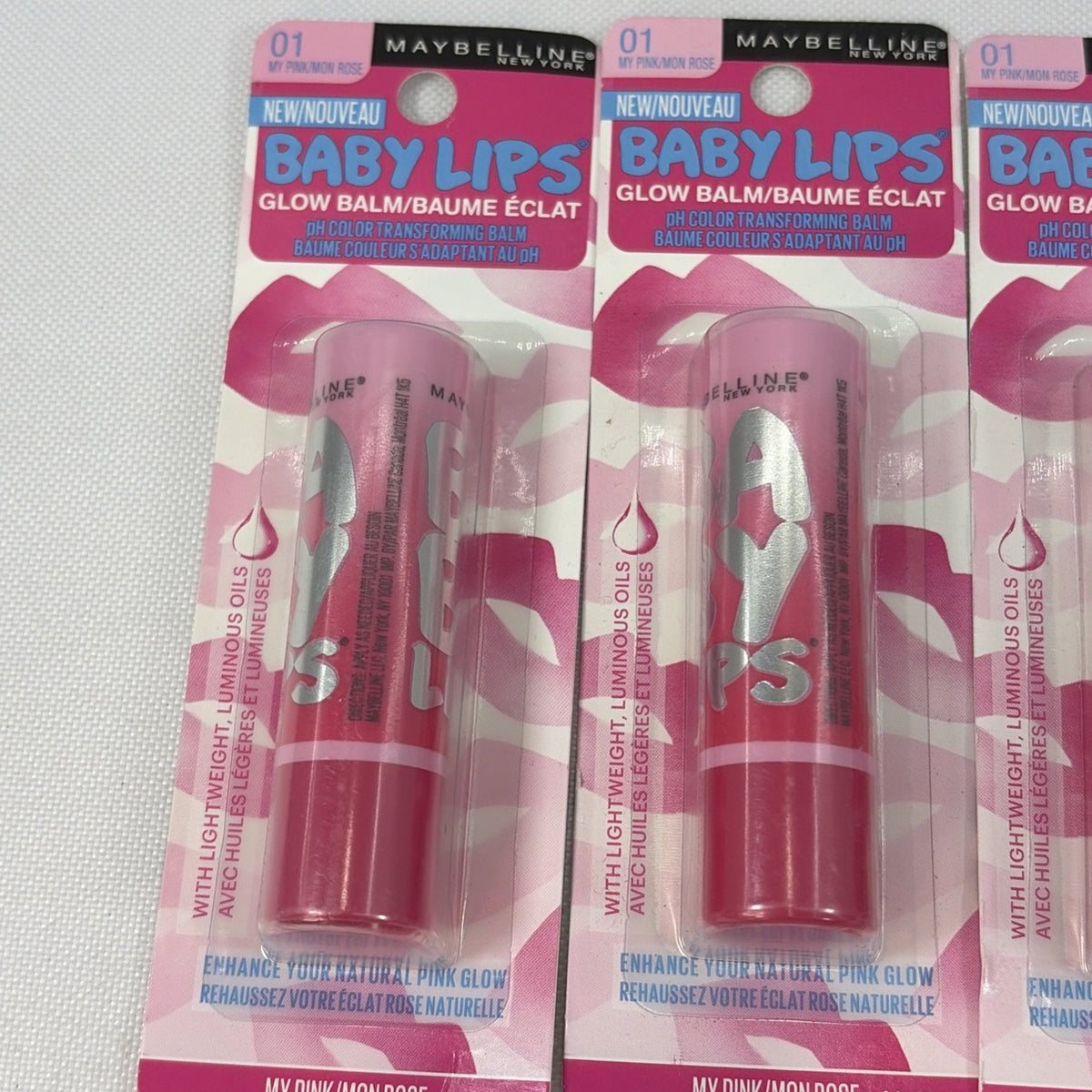 Set of 7 Moisturizing Lip Balms - Maybelline Baby Lips My Pink #01