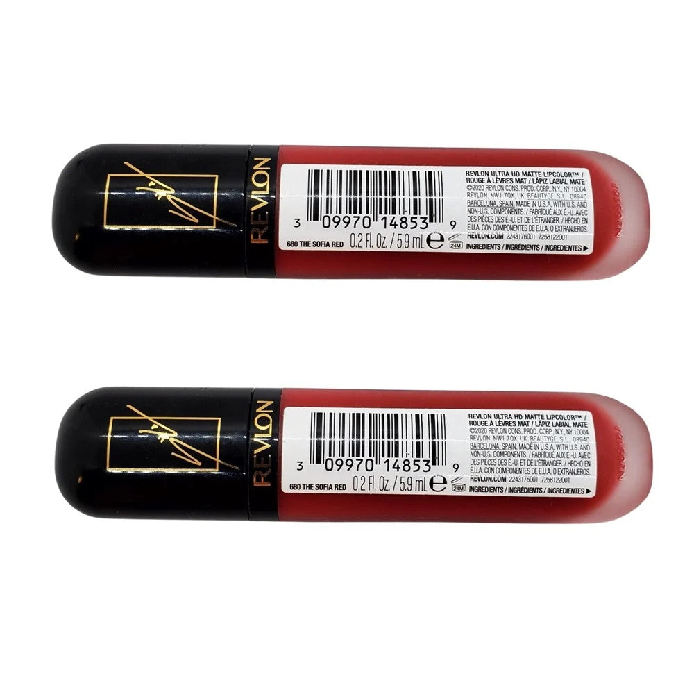 Revlon Ultra HD Matte Lip Color Set - Sofia Red 680, Pack of 2