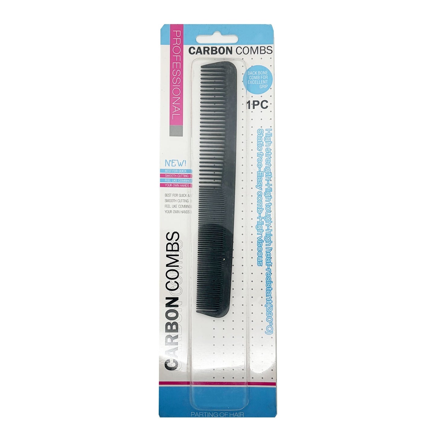 Large Carbon Styling Comb 8.5 Inches - Professional Hair Styling Tool