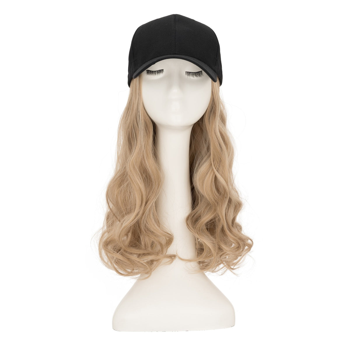 Women Baseball Cap Hat with Wavy Synthetic Hair Wig - Natural, Ombre