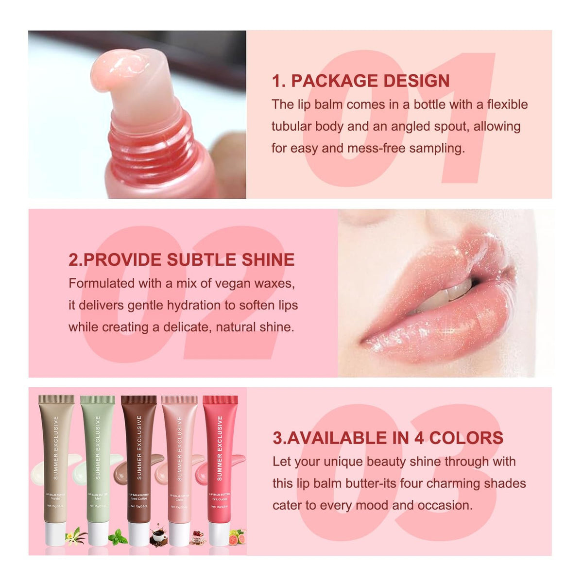 Hydrating Summer Tinted Lip Balm Set with Shea & Olive Oil - Natural Moisturizer