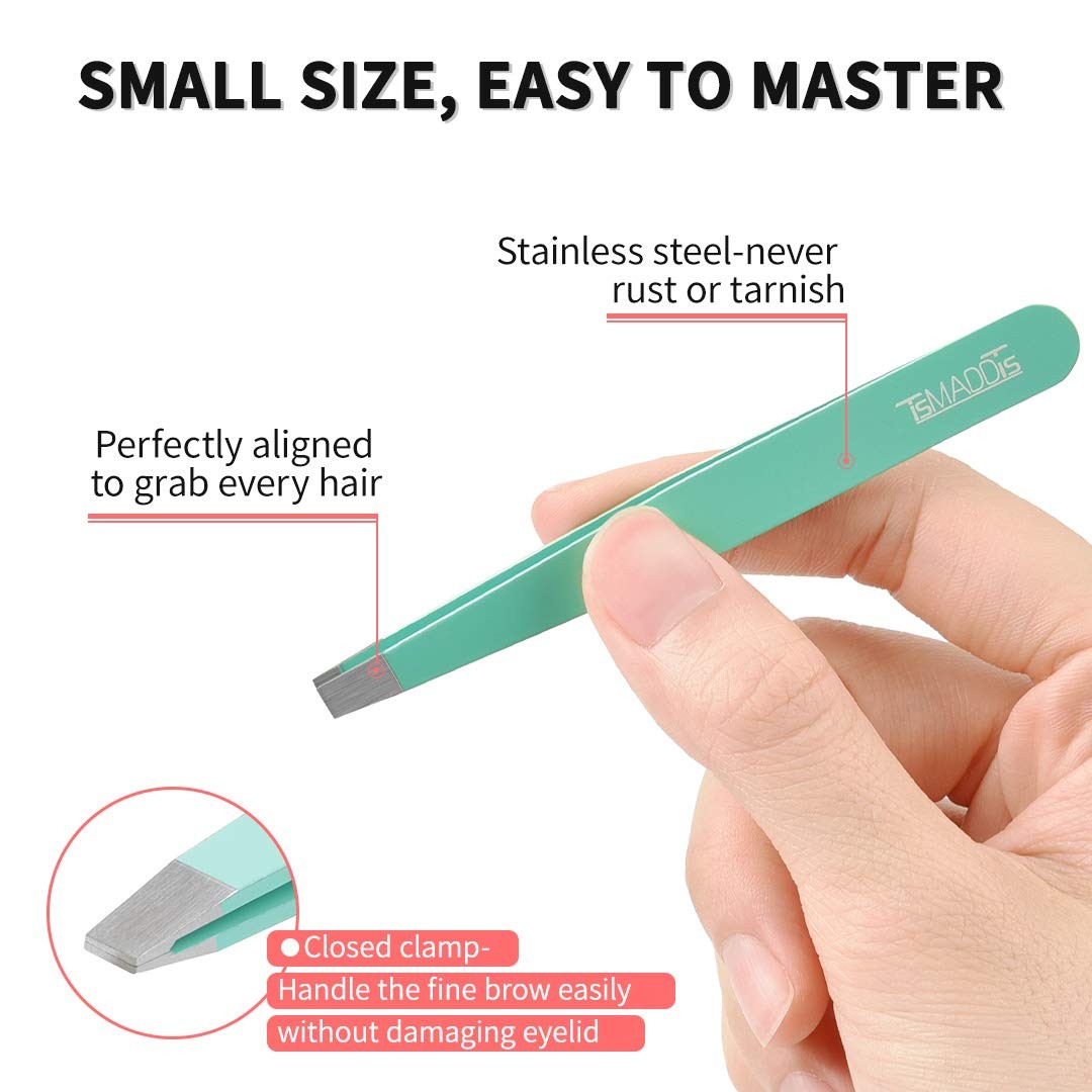 6-Piece Eyebrow Tweezers Set with Curved Scissors & Brush - Multi-Color