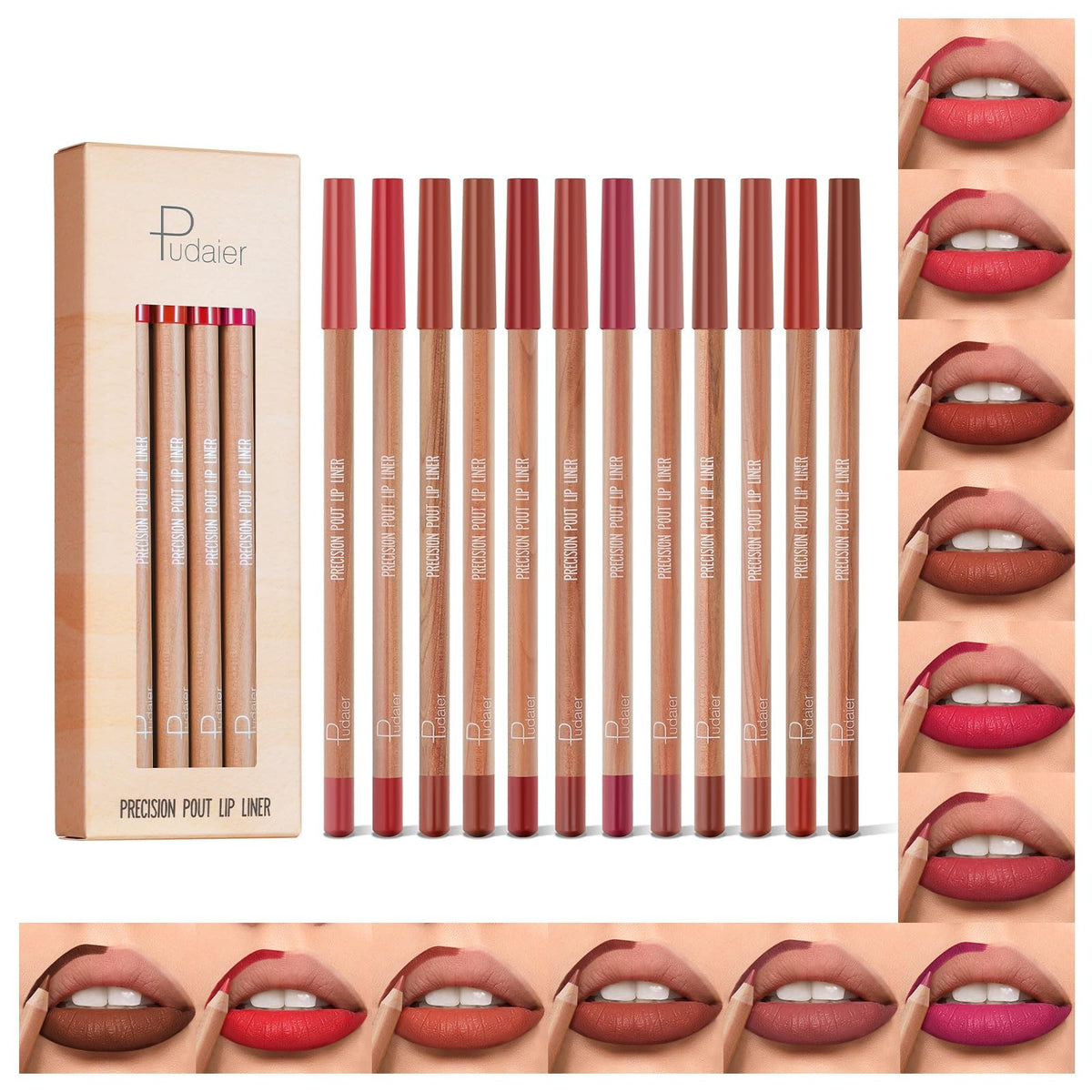 Lip Liner Set 12 Colors - Matte Waterproof Cruelty-Free Makeup Kit