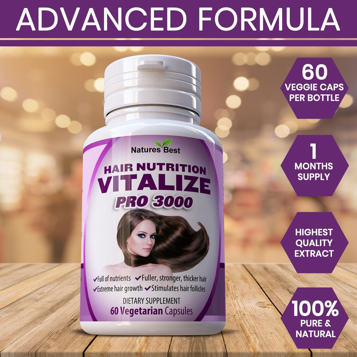 Hair Growth Supplement - 60 Capsules for Thicker, Fuller Hair