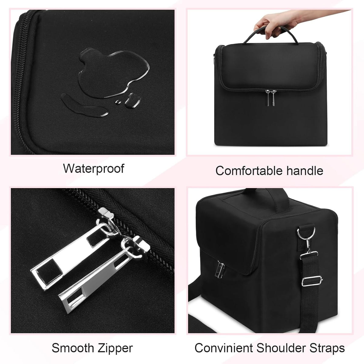 Waterproof Makeup Bag with Adjustable Dividers for Travel & Organization