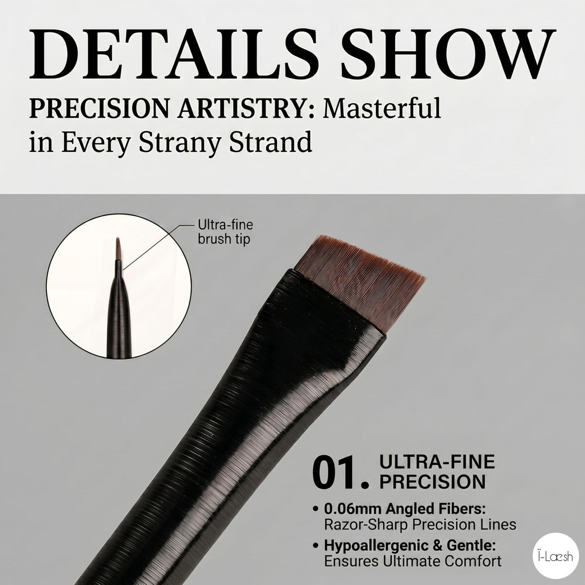 Angled Eyeliner & Brow Brush Set for Micro Strokes - Precision Eyebrow Tint & Eye Shadow Applicators