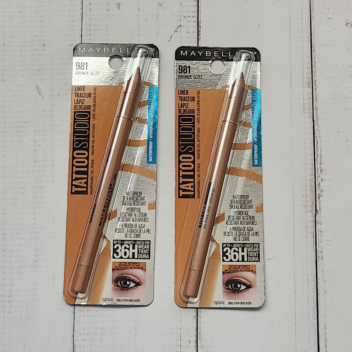Maybelline Tattoo Studio Gel Pencil Eyeliner - Bronze Glitz Pack of 2