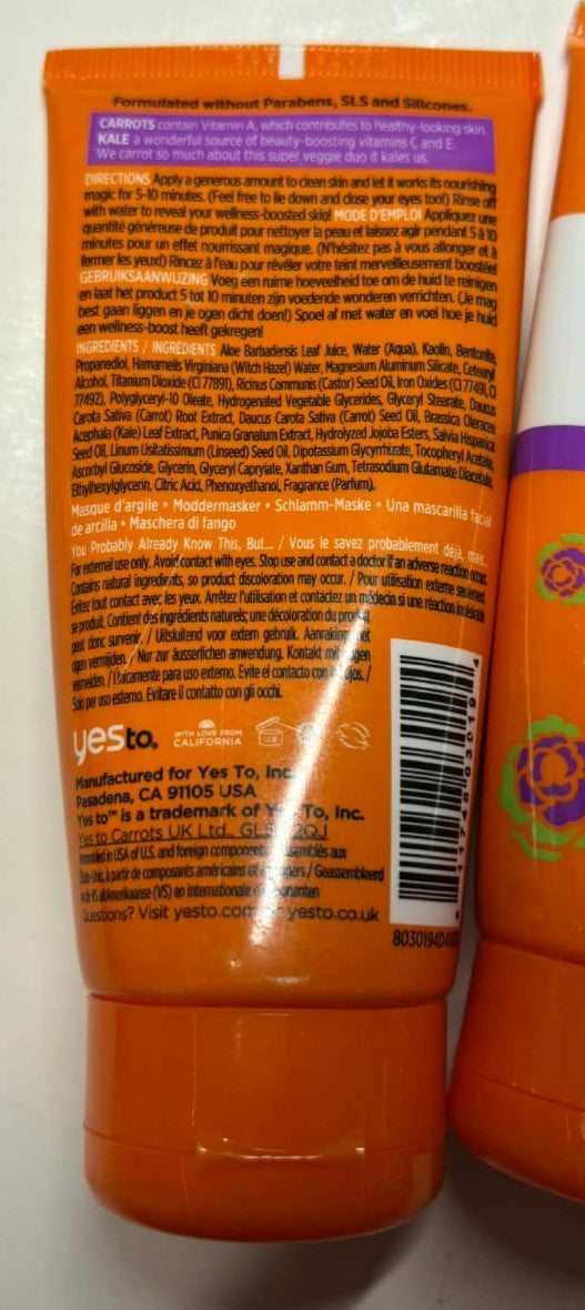 Yes To Carrots Mud Mask – Nutrition Boosting, 2 oz (Pack of 2)
