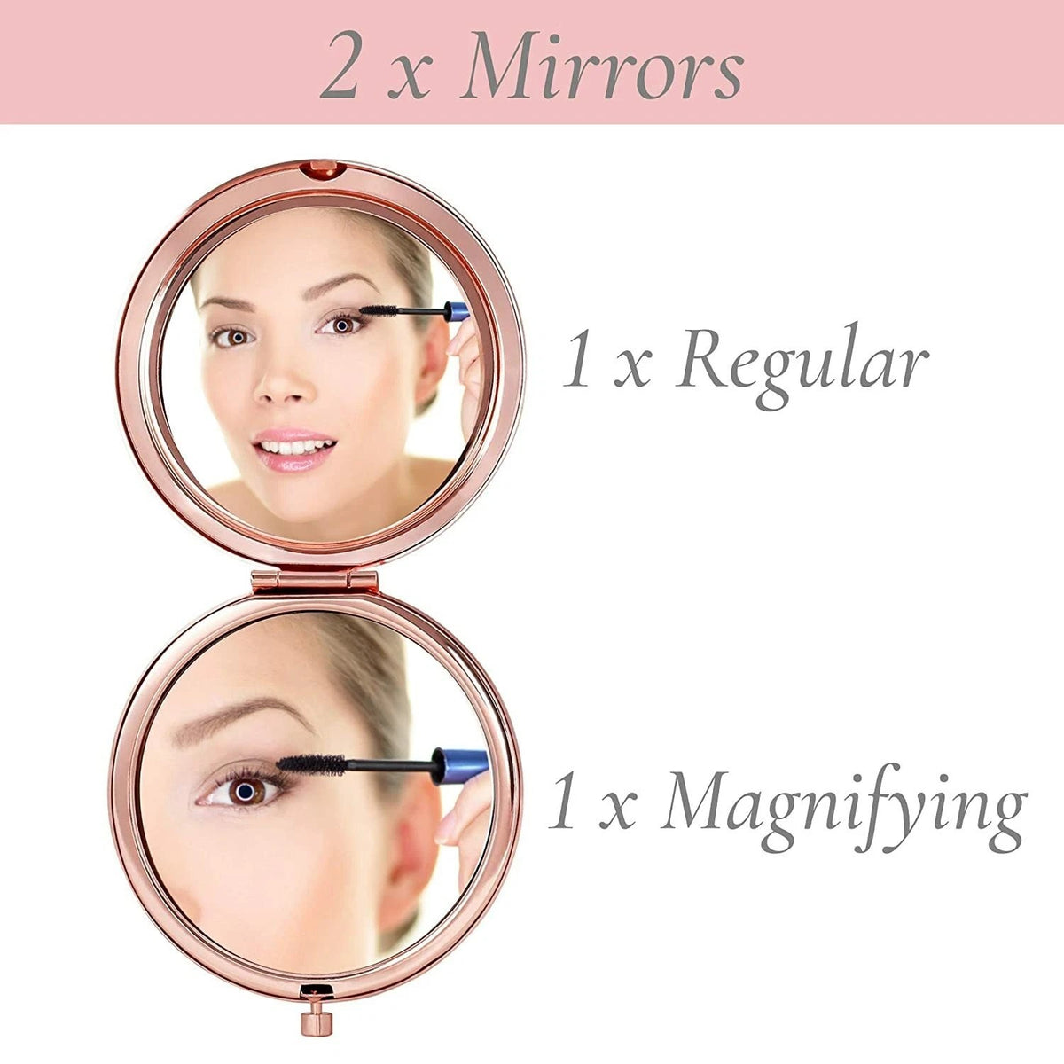 Rose Gold Compact Makeup Mirror with Magnification - Girlfriend Gift, Elegant Portable Mirror
