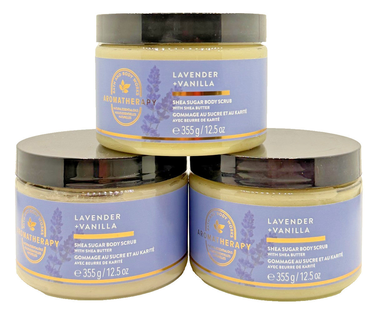 NEW Bath & Body Works Lot 3 Aroma Lavender Vanilla Shea Sugar Scrub
