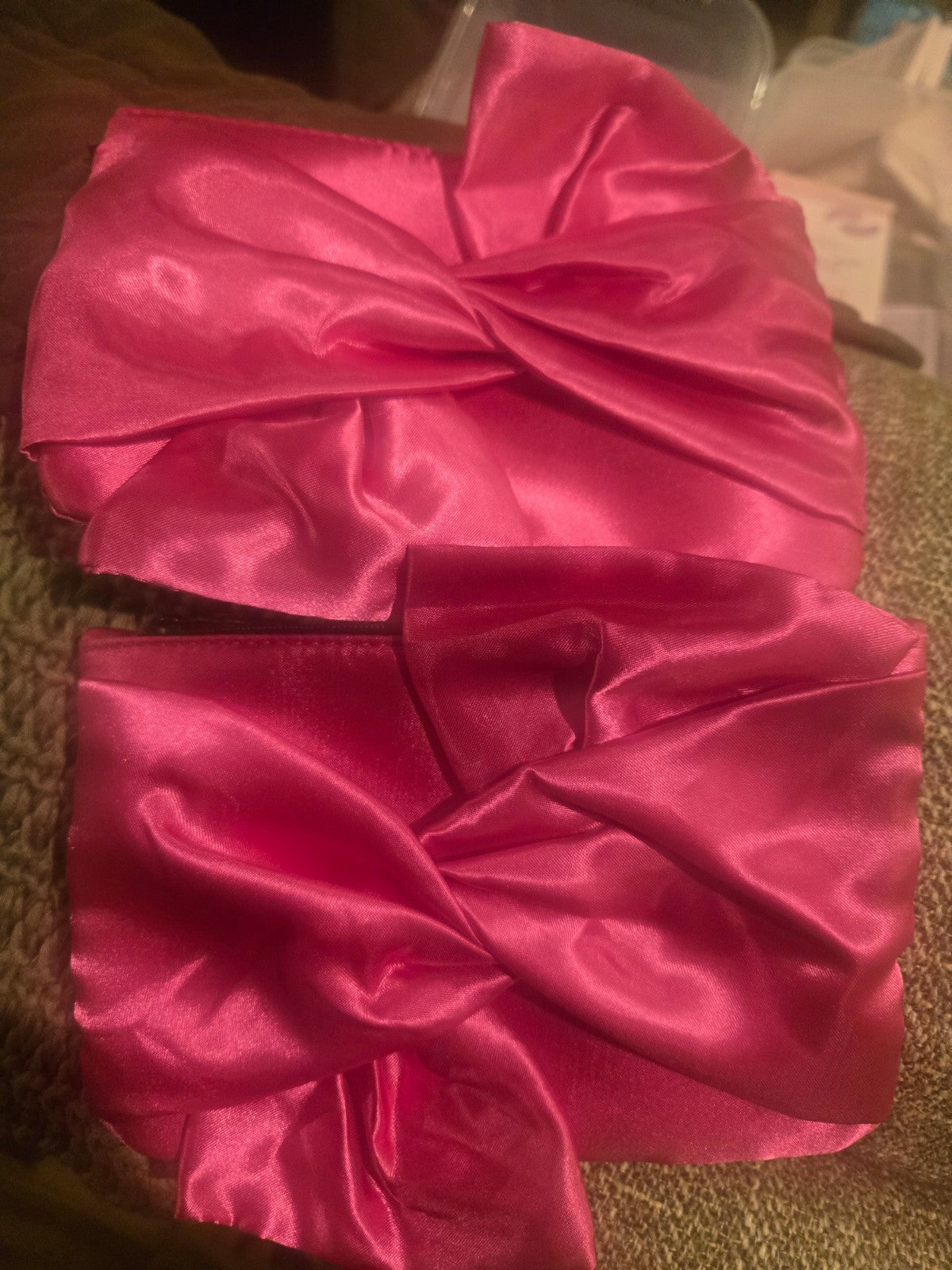 Set of 4 Oversized Pink Bow Makeup Bags - No Makeup Included