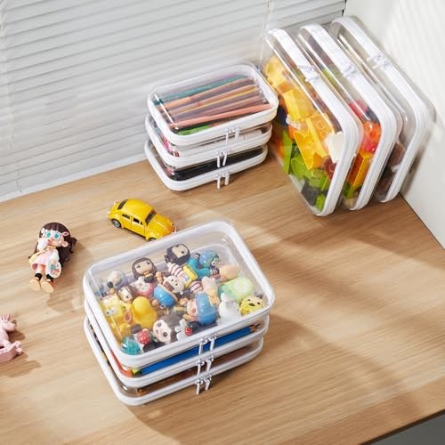 Transparent Hard Shell Zipper Organizer Cases 3-Pack L M S Storage Pouches