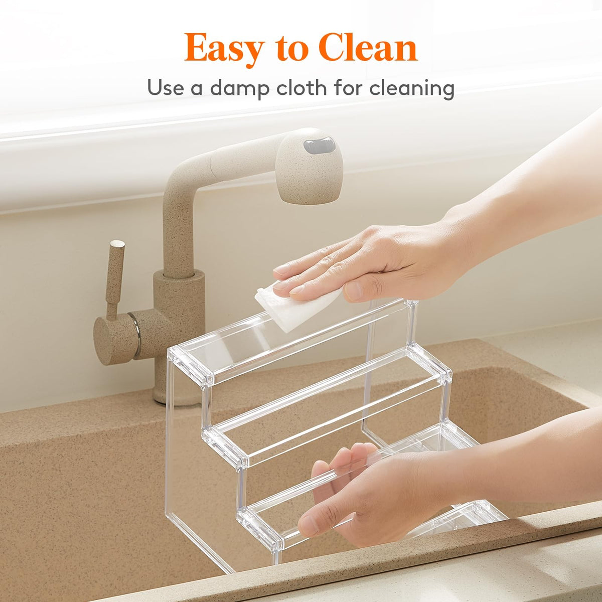 4-Tier Clear Plastic Perfume Stand Organizer - Space-Saving Display Rack