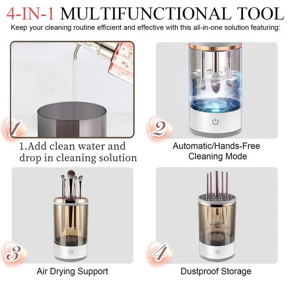 Electric Makeup Brush Cleaner Machine - Fast Deep Cleaning & Dryer