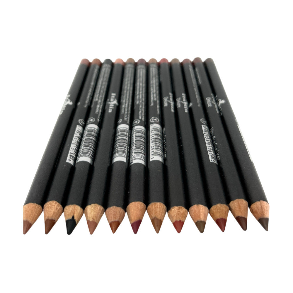 12-Piece Brown Lip & Eyeliner Set - Long Lasting Ultra Fine Pencils