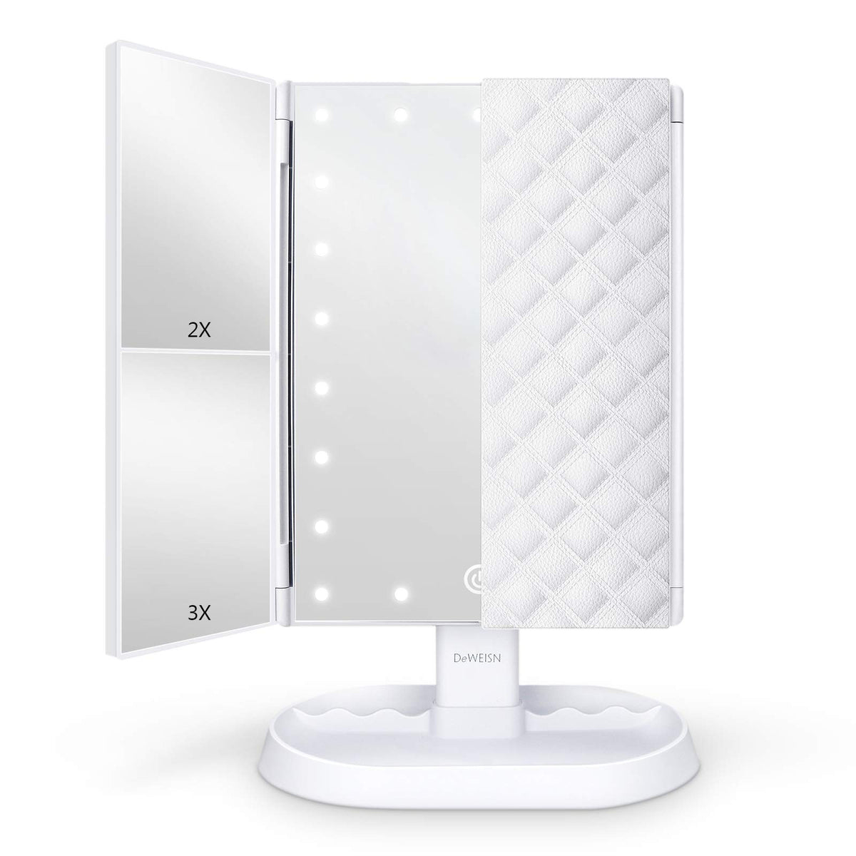 Lighted Vanity Makeup Mirror with 21 LEDs & 3x Magnification - Touch Control