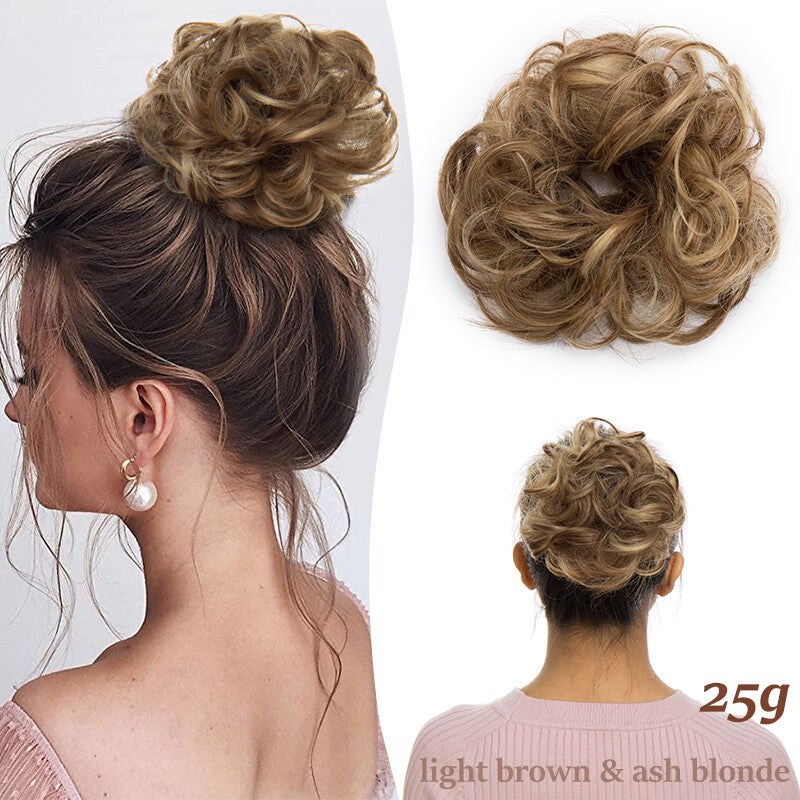 Thick Curly Messy Bun Hair Piece - Synthetic Hair Extensions for Updo & Volume