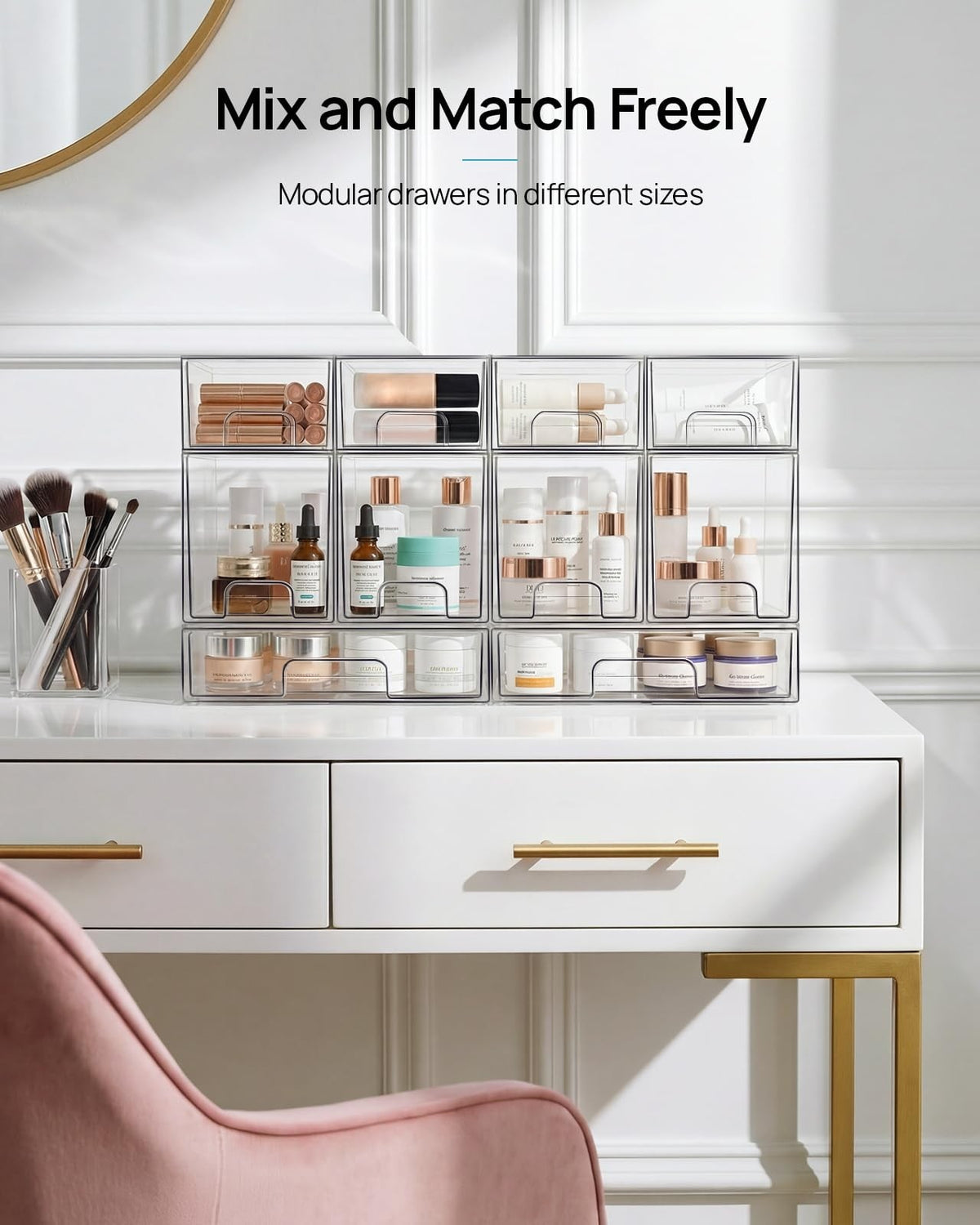 Small Clear Stackable Storage Drawers for Makeup and Organization