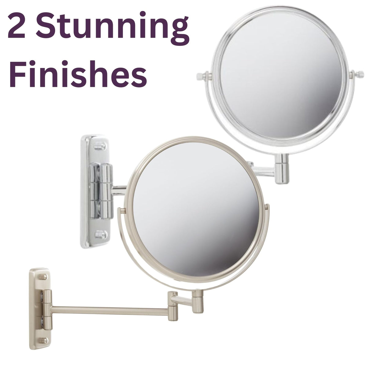8-Inch Two-Sided Wall Mount Makeup Mirror with 8X Magnification and Extendable Arm