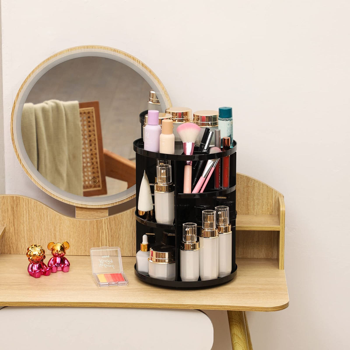 Rotating Makeup Organizer Acrylic Lazy Susan for Vanity, Adjustable 6-Tier Storage