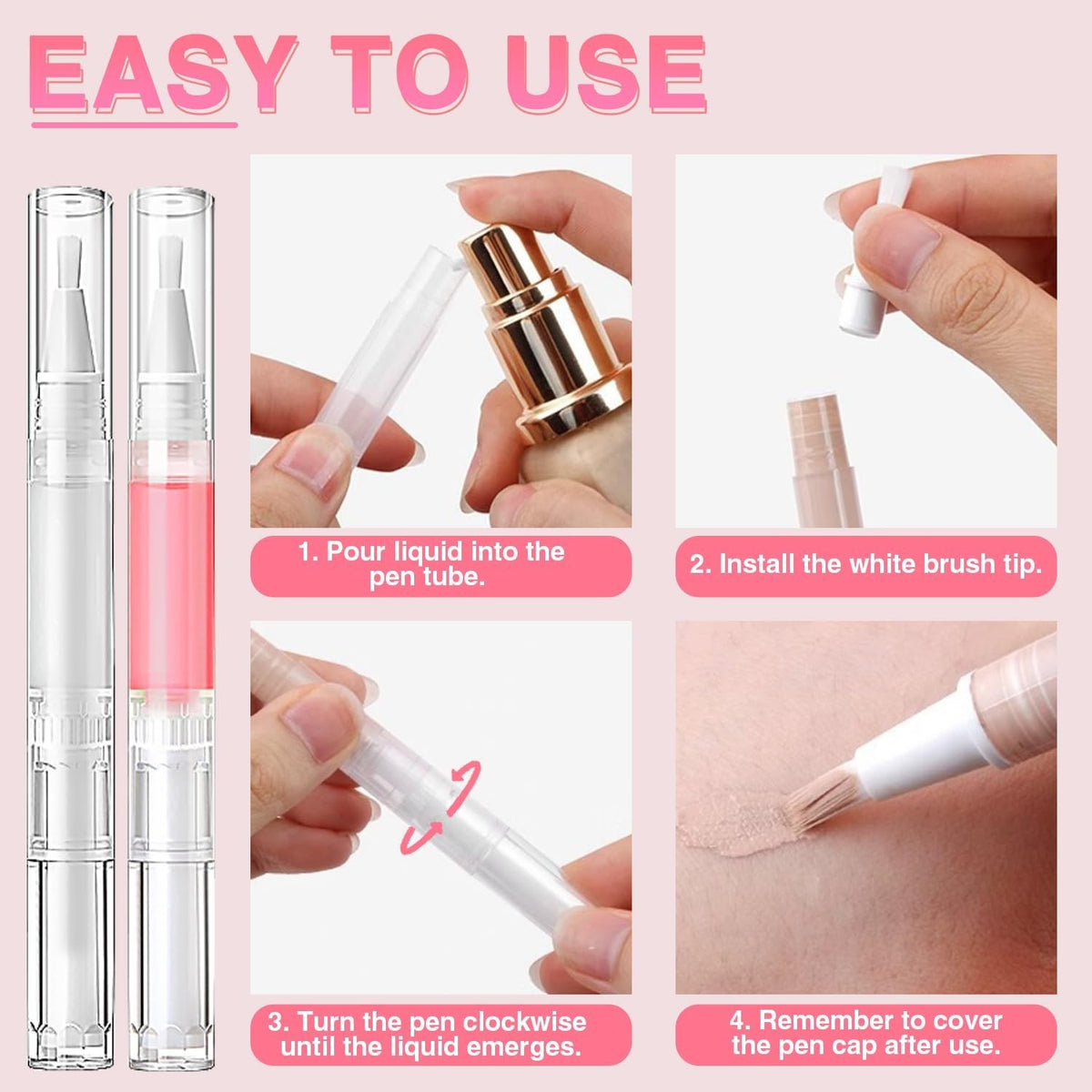 Nail Oil Pen Set 100pcs 3ml Empty Cuticle Oil Twist Pens with Labels