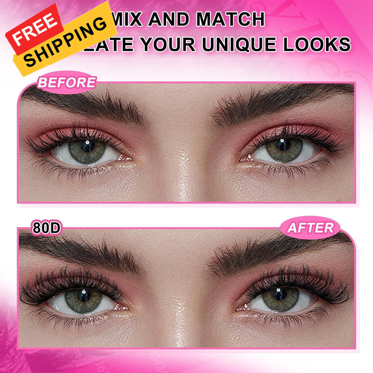Eyelash Cluster Kit with 80D Fluffy Lashes, Lash Glue & Tweezers