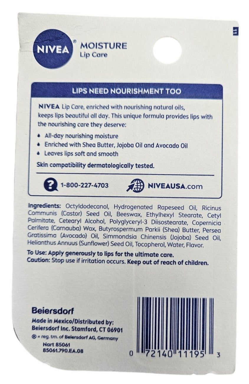 Nivea Moisture Lip Care Set - 3 Pack, 0.17 oz Each, New Look