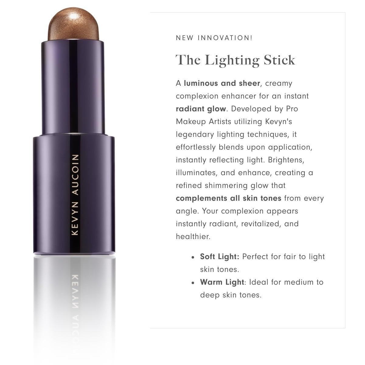 Highlighter Stick for Face Makeup - Warm Light, 9g, Full Size