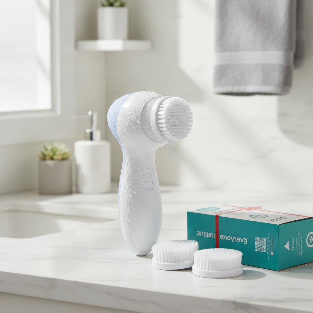 Waterproof Electric Facial Cleansing Brush with Dual Heads – Spa-Quality Skin Care