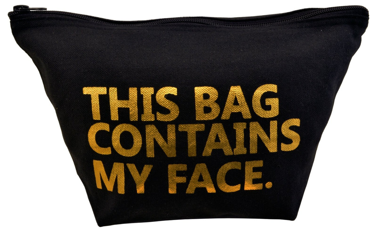 Travel Makeup Bag Case Black and Gold, Cosmetic Organizer 11.75x7.5x5