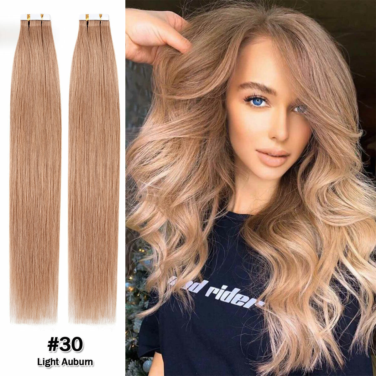 Tape-In Human Hair Extensions Full Head Ombre Remy Hair Weft 24 Inches