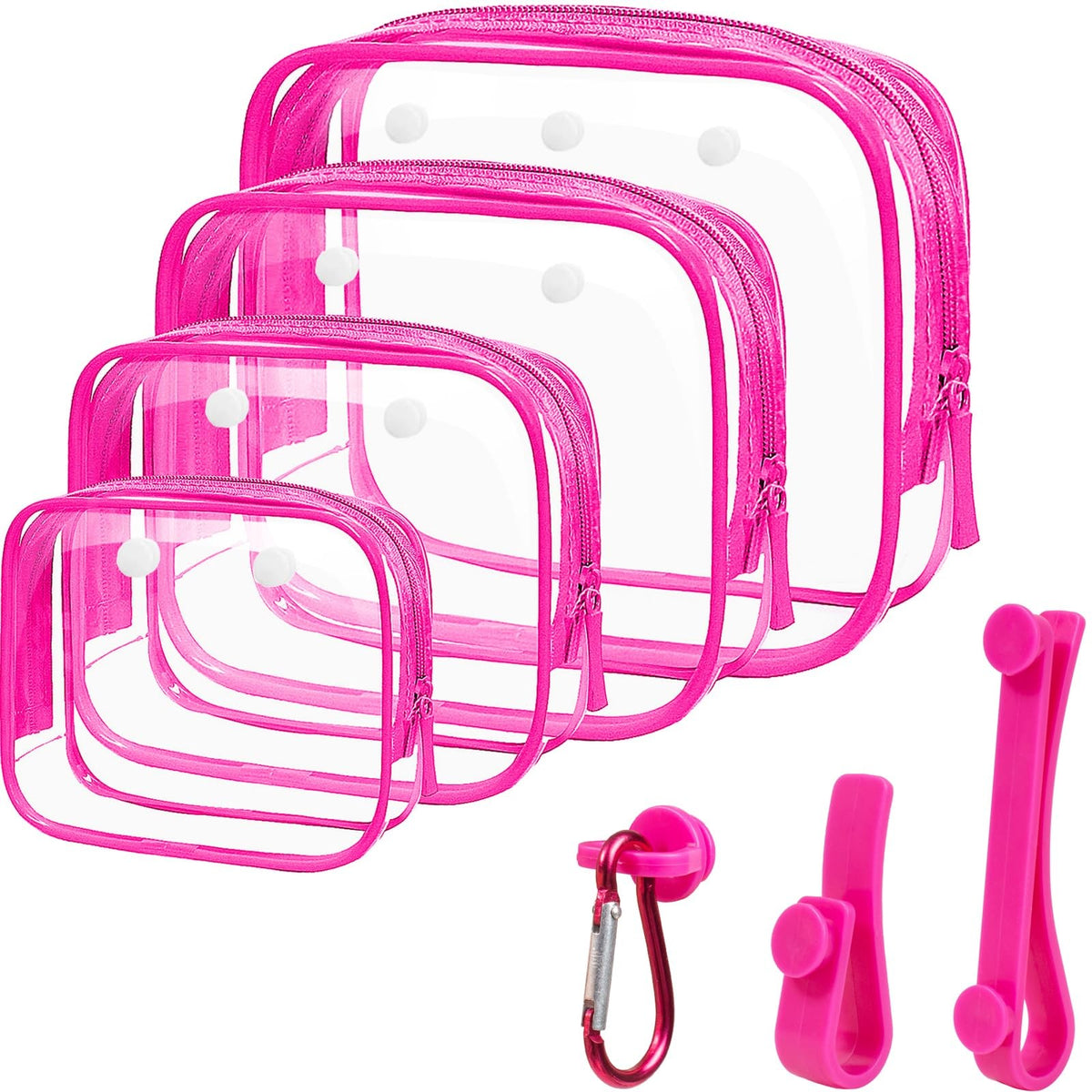 4 Pack Clear TSA Approved Travel Toiletry Bags Waterproof Makeup Organizer